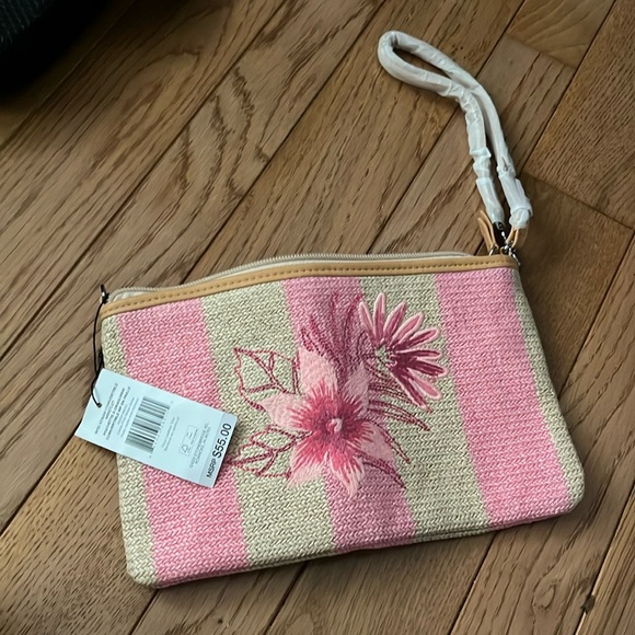 Vera Bradley Handbags - Vera Bradley RFID Straw Wristlet. Candy Stripe Pink. NWT